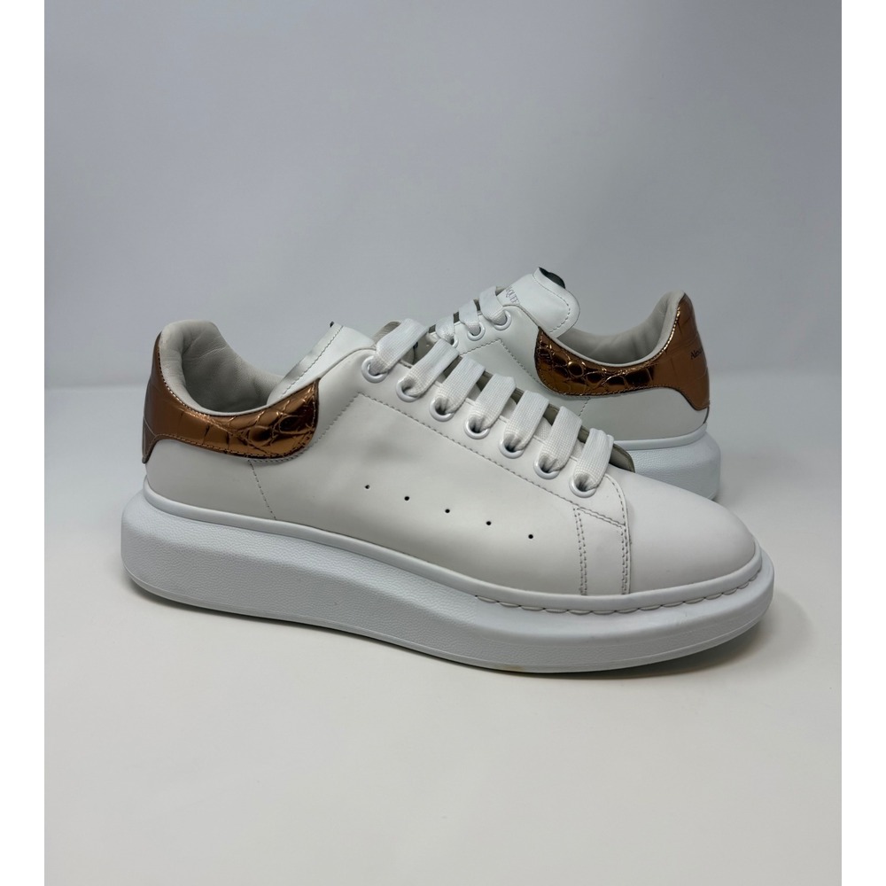 Alexander McQueen Oversized Crocodile Sneaker White/Gold Size 10 US 43 EU